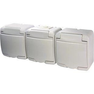 Розетка 3-на с/к Schuko RHE-3s (біла/біла кришка, IP54) Hermetics ETI 4668023 99-00017453VIAT фото