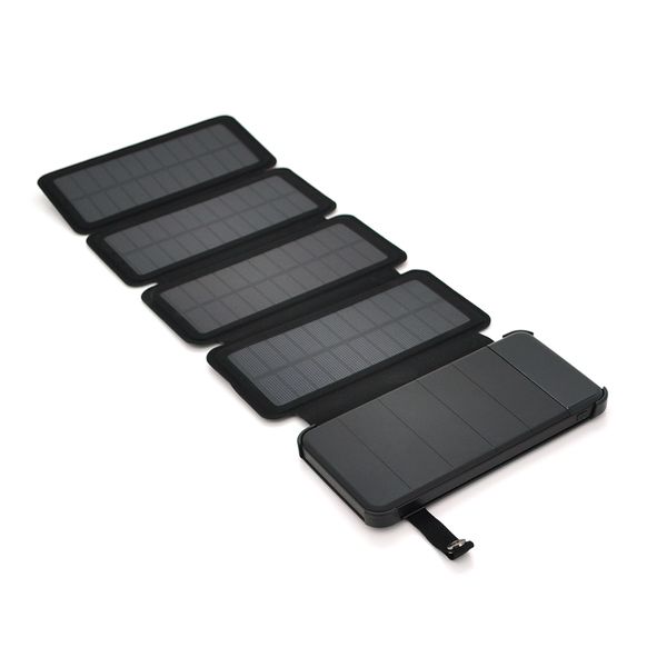 Power bank 12000 mAh Solar, (5V/200mA), 2xUSB, 5V/1A/2.1A, USB  microUSB, ударо защищеный прорезиненный корпус, Black, Corton BOX 258FDDEBED6D фото