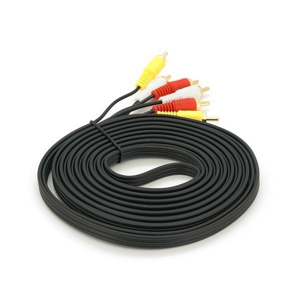 Кабель Audio-Video 3хRCA (папа) => 3хRCA (папа) GOLD connector CU круглий Black 5,0 м (Пакет) Q200 2000000003078YT фото