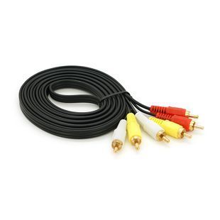 Кабель Audio-Video 3хRCA (тато) => 3хRCA (тато) GOLD connector CU круглий Black 3,0 м (Пакет) Q300 2000000003061YT фото