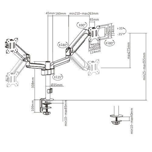Кронштейн для монитора Gembird MA-DA2P-01 17-32" 9 кг 99-00022255VIAT фото