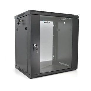 Шкаф Merlion 12U, 600*450*634 (Ш*Г*В) мм закаленное стекло, черный, сталь 1,2мм с замком (в разобранном виде!!!) 73-00423TRIN фото