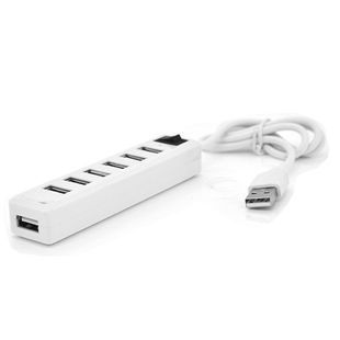Хаб USB 2.0 7 портів White 480Mbts живлення від USB з вимикачем Blister Q100 2000000129044YT фото