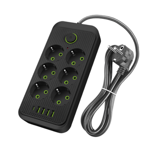 Мережевий фільтр-подовжувач QL-1075u 6 розеток 4-USB 1-Type-C чорний 900000000028IMP фото