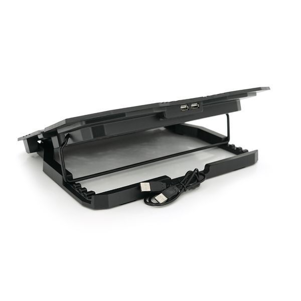 Подставка под ноутбук IceCoorel K5, 10-15", 1*125mm 1400&plusmn;10% RPM + 4*70mm 2500&plusmn;10 %RPM, корпус пластик+алюминий, 2xUSB2.0, 365x297x30mm, Blue,Box, Q18 2000000356723YT фото