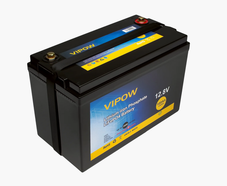 Акумуляторна батарея Vipow LiFePO4 12,8V 100Ah із вбудованою ВМS платою 80A F58463FC4A4D фото