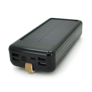 Power bank KKD-6W 60000 mAh Solar, flashlight, Input: 5V/2.1A(MicroUSB, TypeC, Lightning), Output: 5V /2.1A(4xUSB), plastic, Black, BOX 4EA4C8A04590 фото