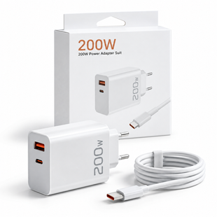 Мережевий зарядний пристрій 200W USB-A/Type-C з кабелем USB to Type-C eve1983 фото