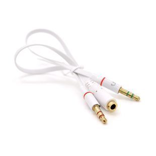 Спліттер Jack 3.5 (мама) 2 pin =gt;2*Jack 3.5(папа) 2 pin плоский White Пакет 2000000202624YT фото