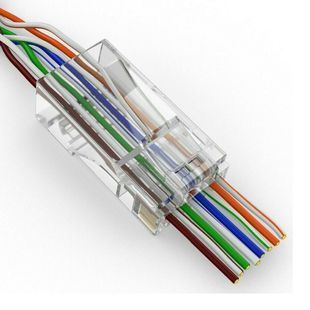 Коннектор Merlion RJ-45 8P8C UTP Cat-5 50 шт уп для наскрізного підключення 2000000105659YT фото