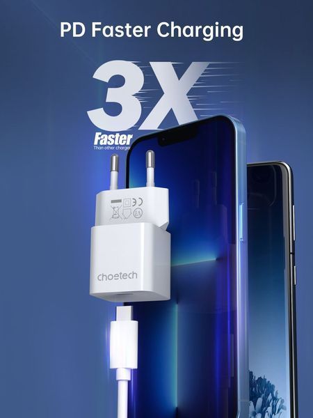 Сетевое зарядное устройство Choetech PD5010-EU-WH, USB-C 1606150EDG фото