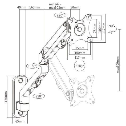 Кронштейн для монітора Gembird MA-WA1-02 17-27" 7 кг 99-00022257VIAT фото