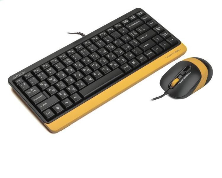 Комплект дротовий клавіатура з мишою A4Tech Fstyler F1110, USB, сірий чорно-жовтий 1606186EDG фото